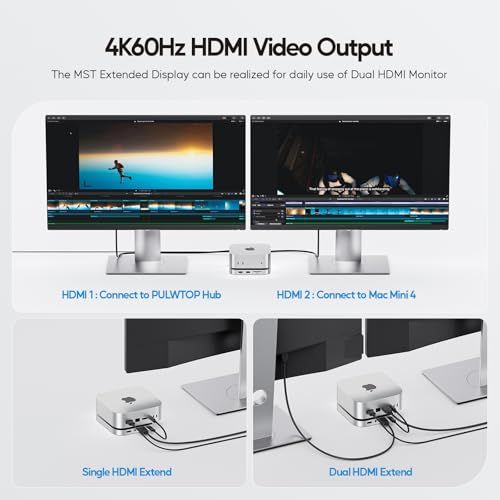  9 in 1 USB C ハブ Mac Mini M 4 Pro 2025用 ドッキングステーション up to TB 容量拡張 2 SSDスロット付 x HDMI K 60 Hz 3 A 0 p USBハブ 分配器 切替器