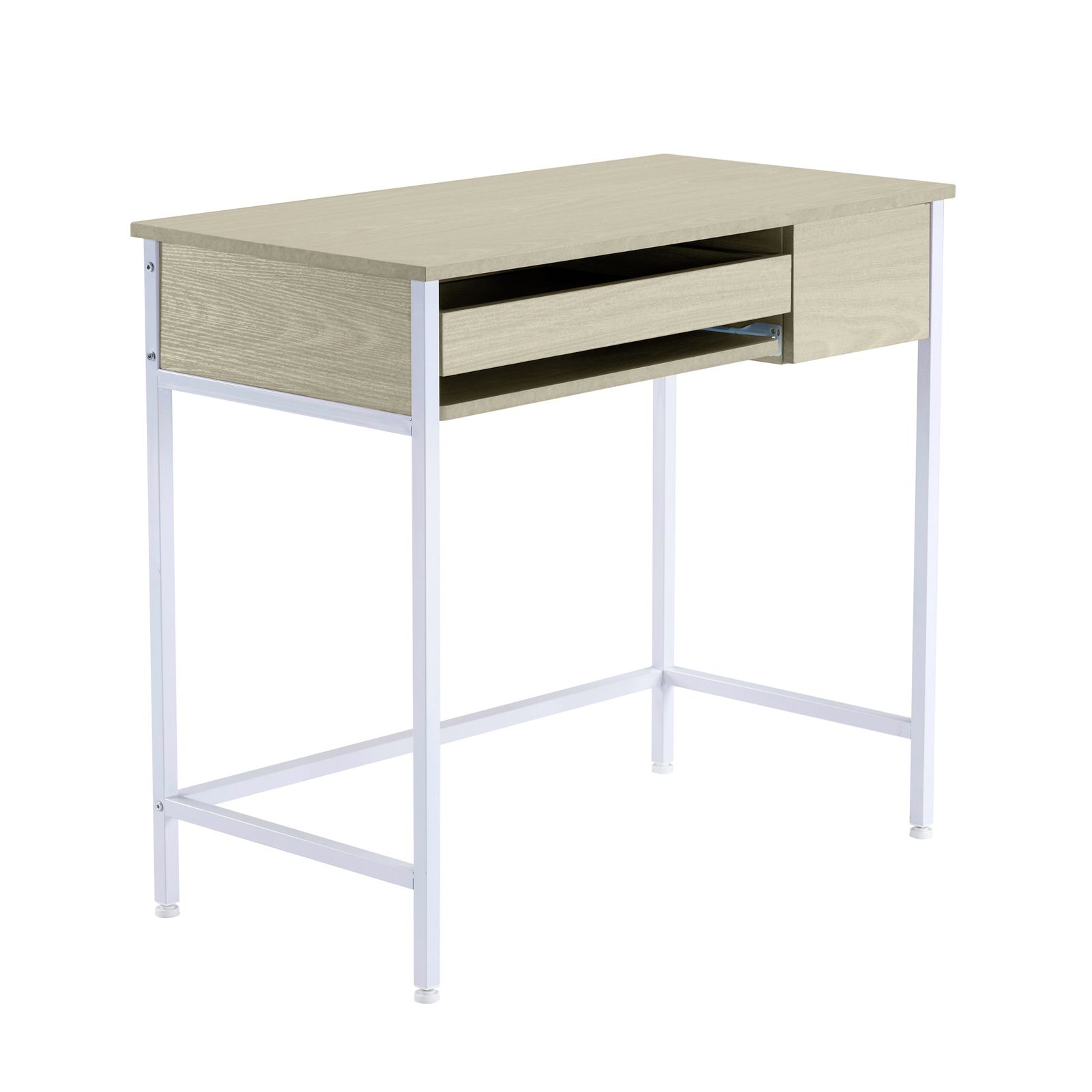 ナチュラル パソコンデスク 引き出し付き 収納台 pcデスク 机 大理石柄 おしゃれ キーボード付 ミシン台 学習机 勉強机