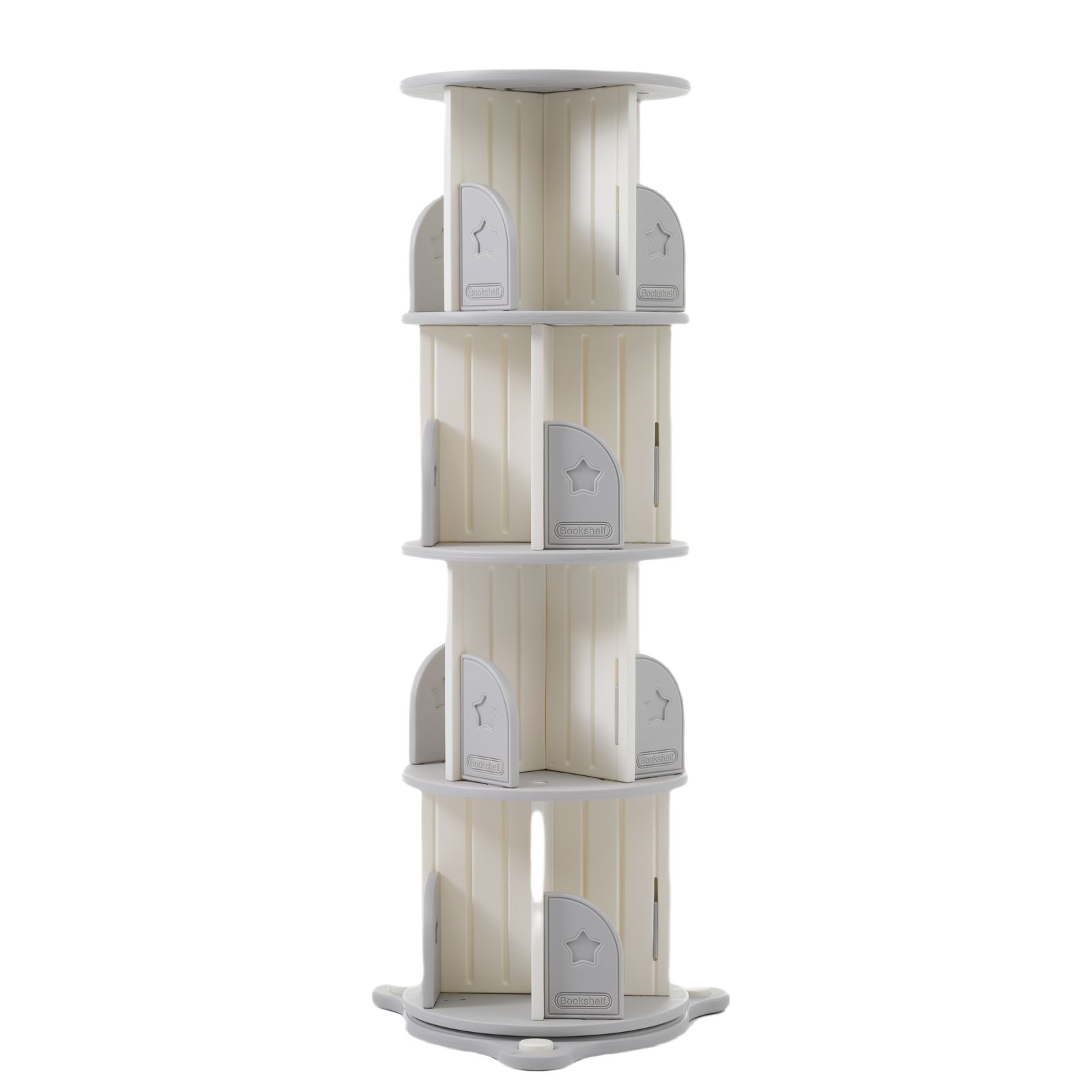 4段 回転式本棚 飾り棚 絵本棚 360°回転本棚 コミック収納棚 本棚 HDPE製 大容量 回転ラック 組立簡単 省スペース 3段 子ども部屋収納