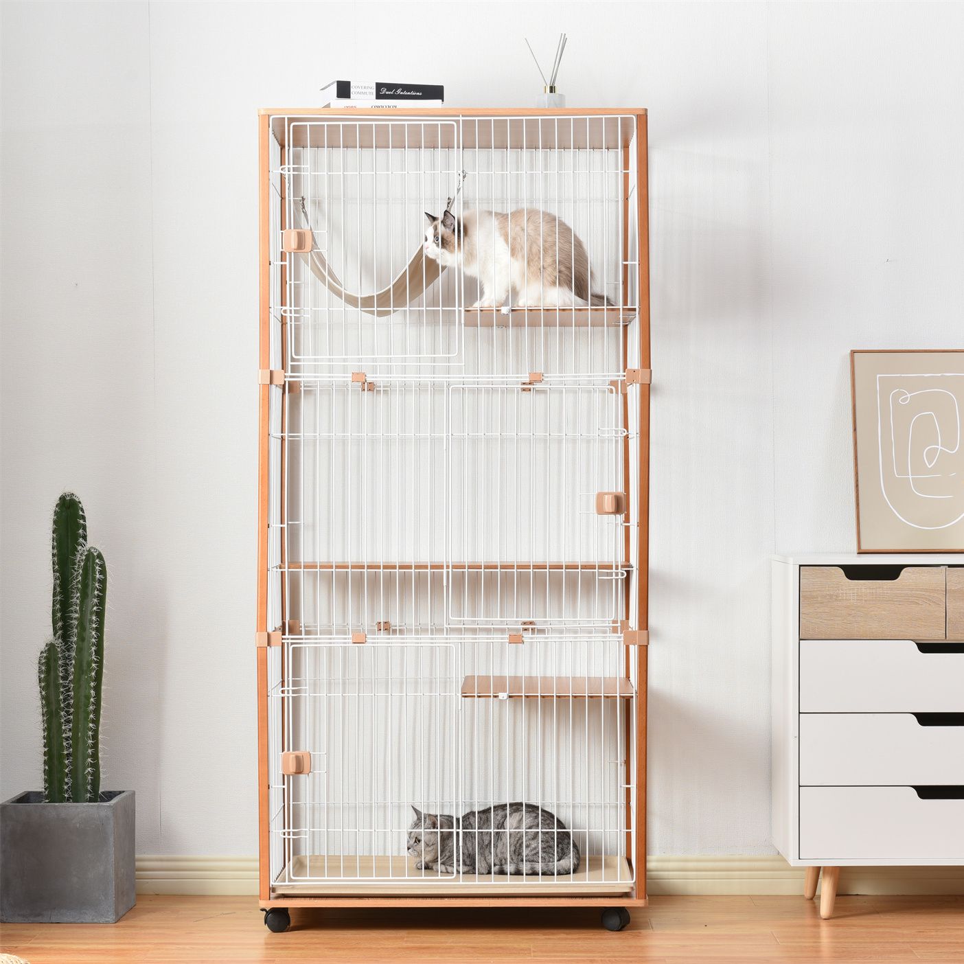 猫 キャットケージ ケージ 木製 キャットハウス ネコ ハウス 留守番