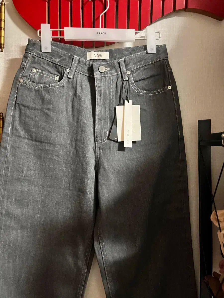 ブルー ブリック Loose straight denim gray