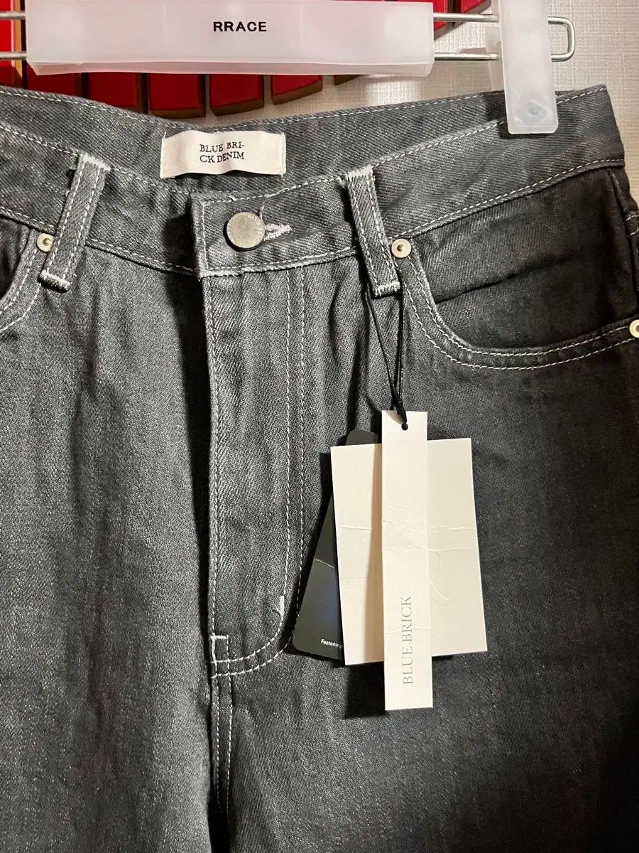 ブルー ブリック Loose straight denim gray