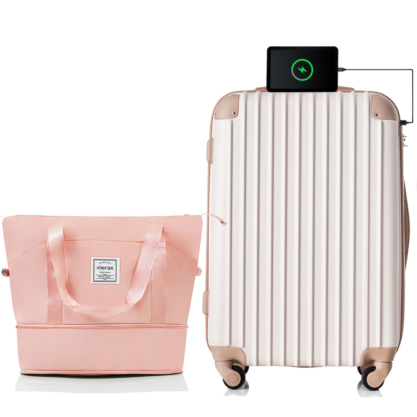 スーツケース Lサイズ USB充電ポート付き ドリンクホルダー付き キャリーバッグ キャリーケース 7日 14日 大型 TSAロック搭載 トートバッグ ハンドバッグ レディース バッグ 手提げ 大容量 超軽量 軽い おしゃれ かわいい 大型