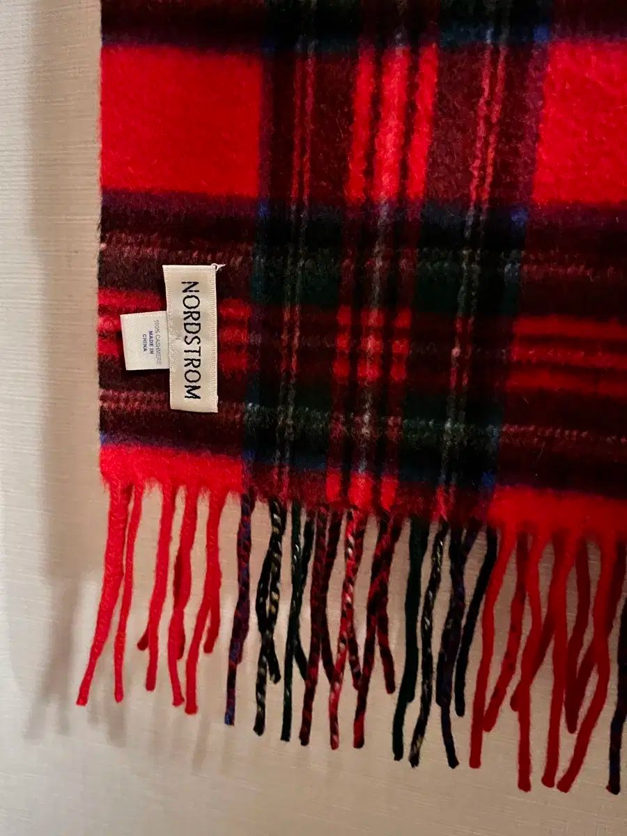 レッド タータンチェック カシミア マフラー