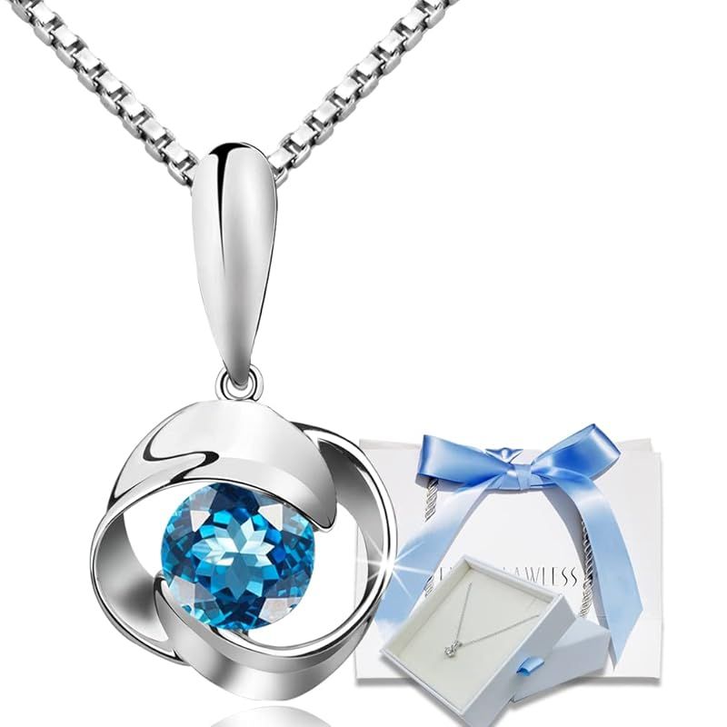 EVER FLAWLESS 品質 ネックレス レディース スワロスキージルコニア採用 シルバー ペンダント 女性 誕生日 クリスマス プレゼント ギフト 金属アレルギー対応 ブルー