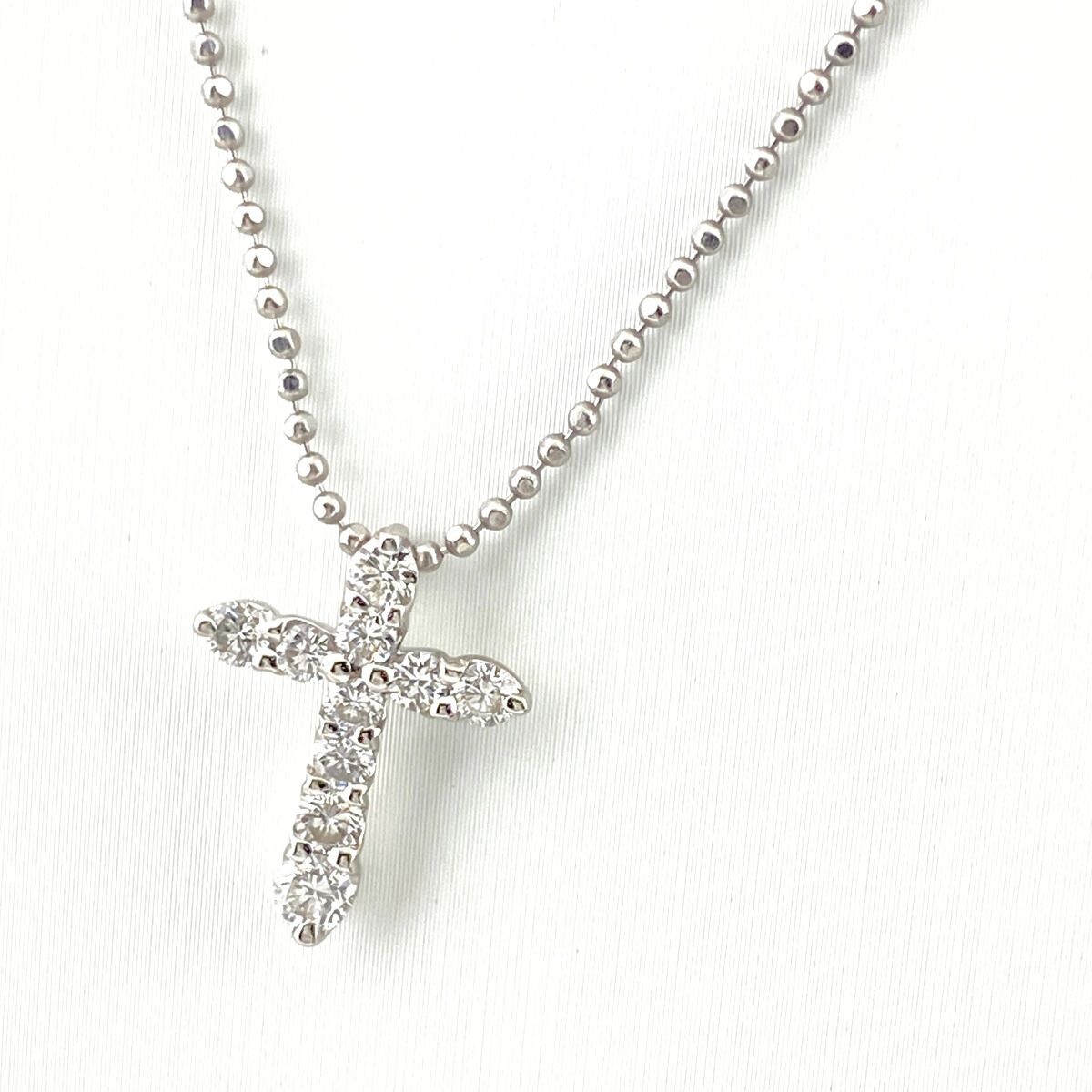 クロスモチーフ デザインネックレス プラチナ ペンダント 十字架 メレダイヤ ネックレス Pt900 Pt850 ダイヤモンド レディース