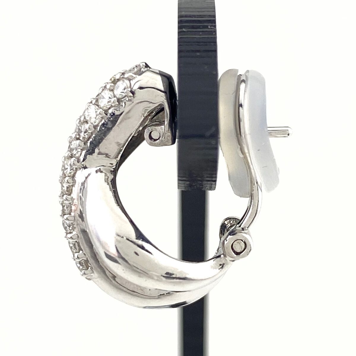 クロスモチーフ デザインイヤリング WG ホワイトゴールド メレダイヤ 2 WAY ピアス イヤリング K 18 ダイヤモンド レディース