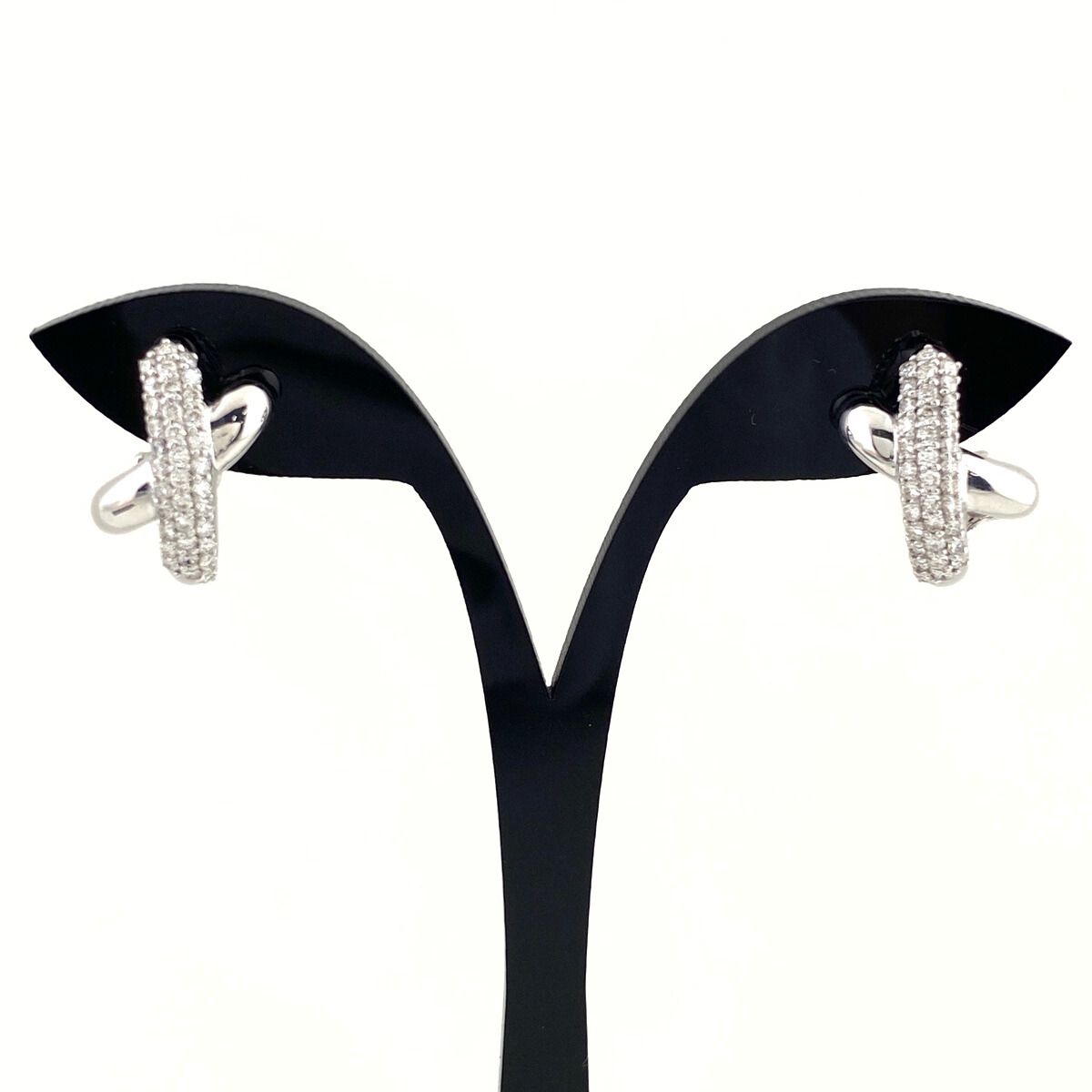 クロスモチーフ デザインイヤリング WG ホワイトゴールド メレダイヤ 2WAY ピアス イヤリング K18 WG ダイヤモンド レディース