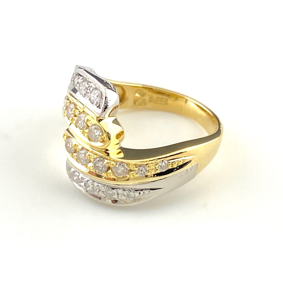 メレダイヤ デザインリング YG イエローゴールド プラチナ 指輪 リング 11号 K 18 Pt 850 ダイヤモンド レディース