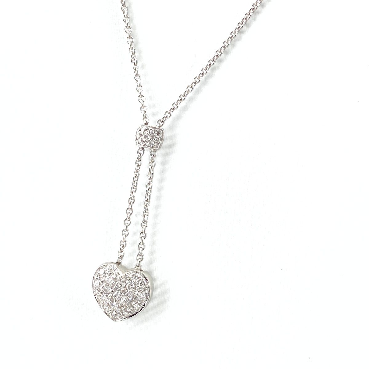 スタージュエリー STAR JEWELRY ハートモチーフ デザインネックレス WG ホワイトゴールド ペンダント メレダイヤ ネックレス K18 750 ダイヤモンド レディース