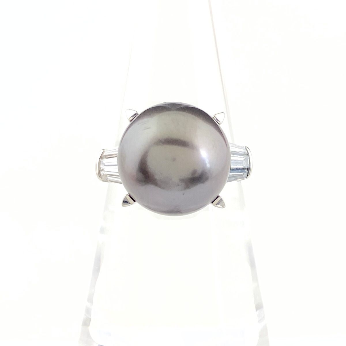 タサキ TASAKI パール デザインリング プラチナ 指輪 メレダイヤ 真珠 リング 13.5号 Pt 900 ダイヤモンド レディース