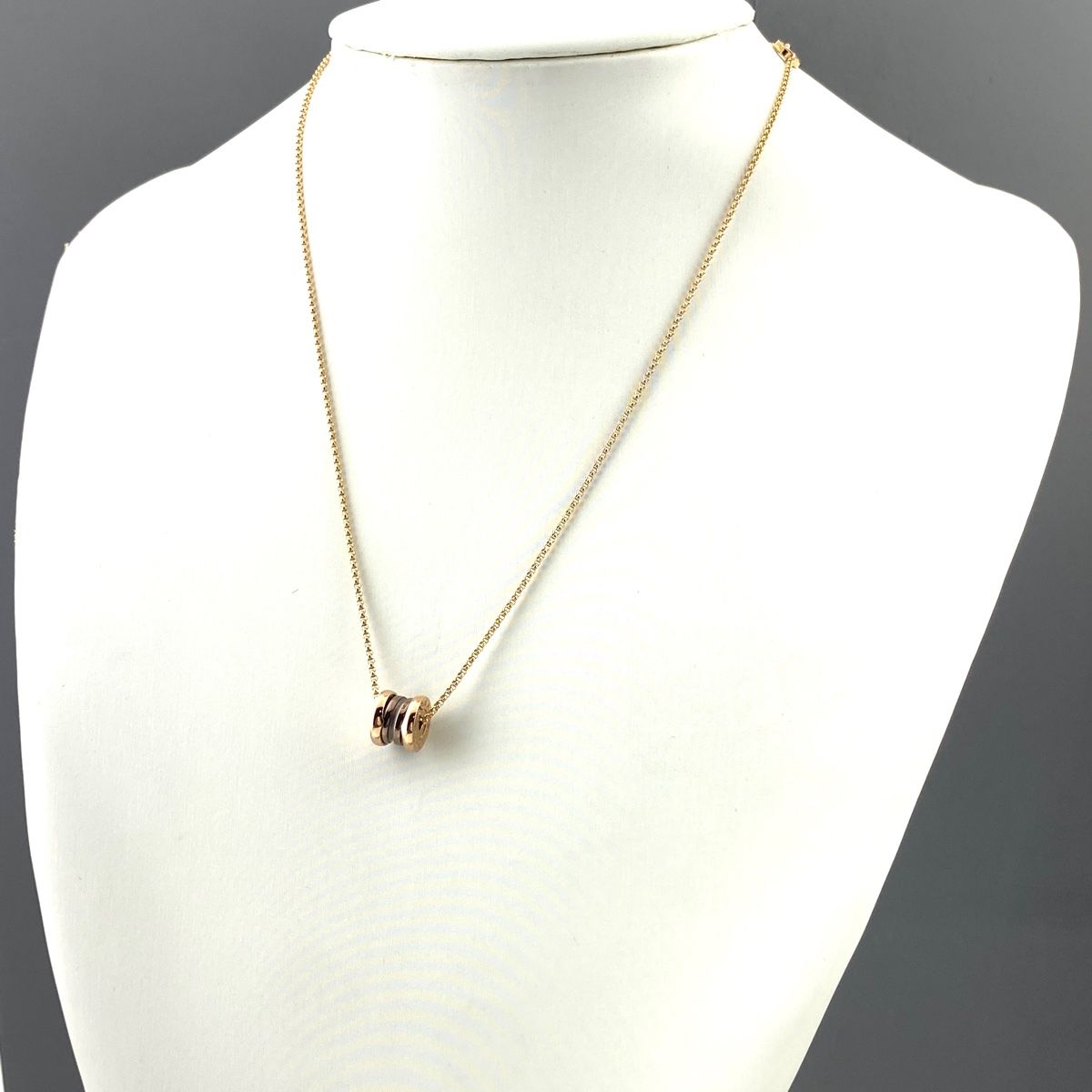 ブルガリ BVLGARI ビーゼロワン ローマ セラミック ブロンズ ネックレス PG ピンクゴールド ペンダント 750 ブロンズセラミック レディース