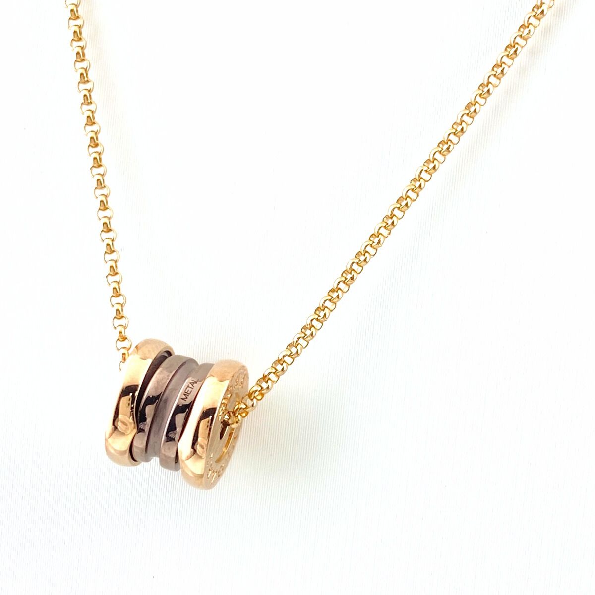 ブルガリ BVLGARI ビーゼロワン ローマ セラミック ブロンズ ネックレス PG ピンクゴールド ペンダント 750 ブロンズセラミック レディース