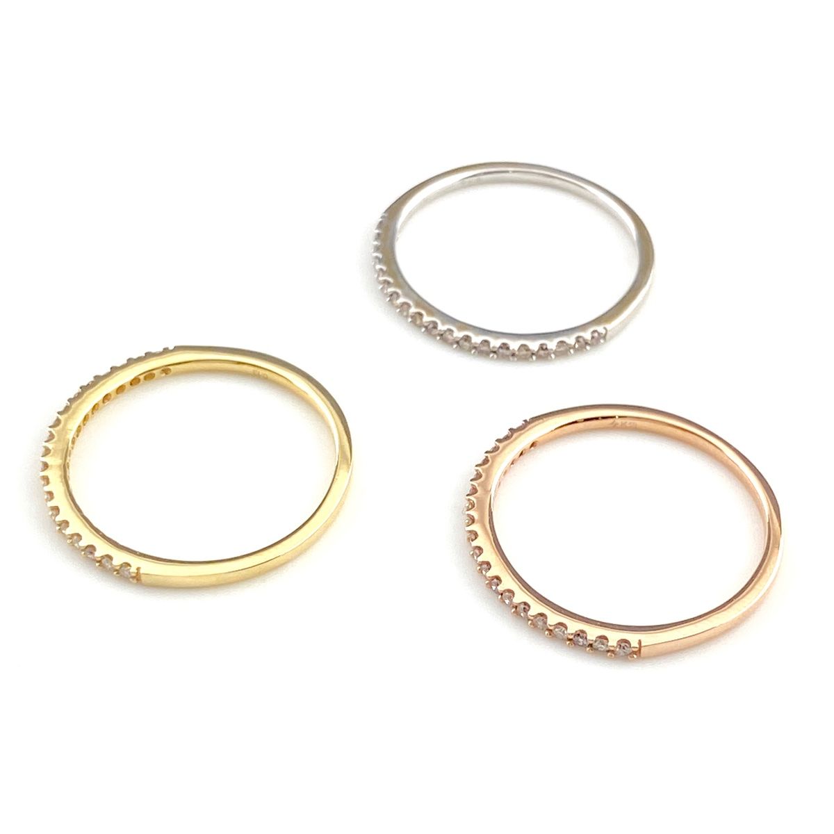 GSTV スリー デザインリング YG イエローゴールド 指輪 メレダイヤ ３連 リング 12.5号 K 18 ダイヤモンド レディース