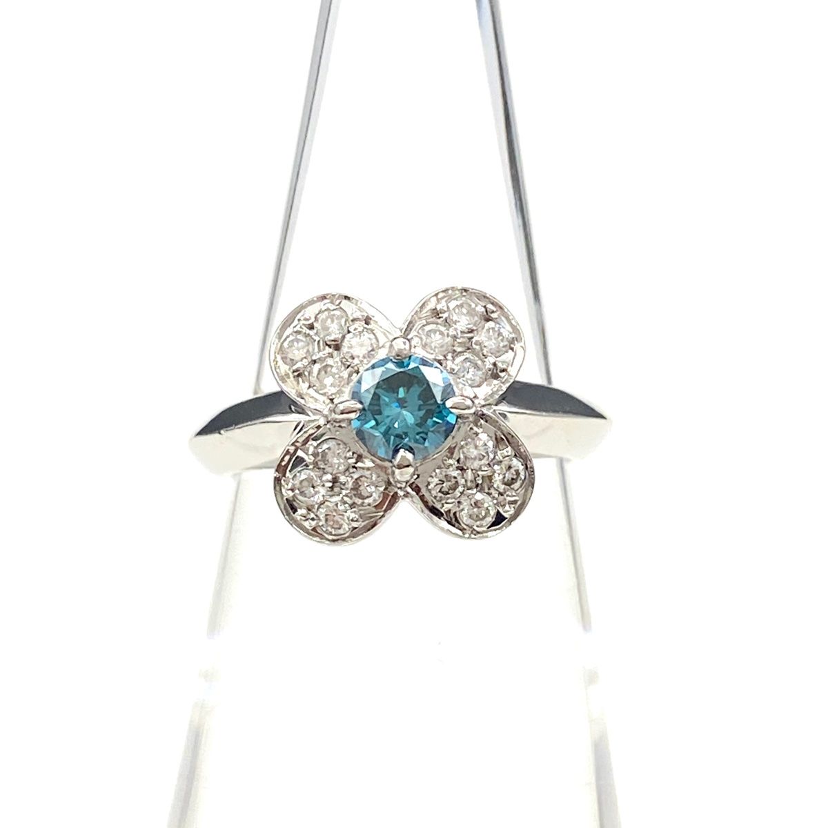 フラワーモチーフ デザインリング プラチナ 指輪 トリートメントダイヤ 花 メレダイヤ リング 9号 Pt 900 ダイヤモンド レディース