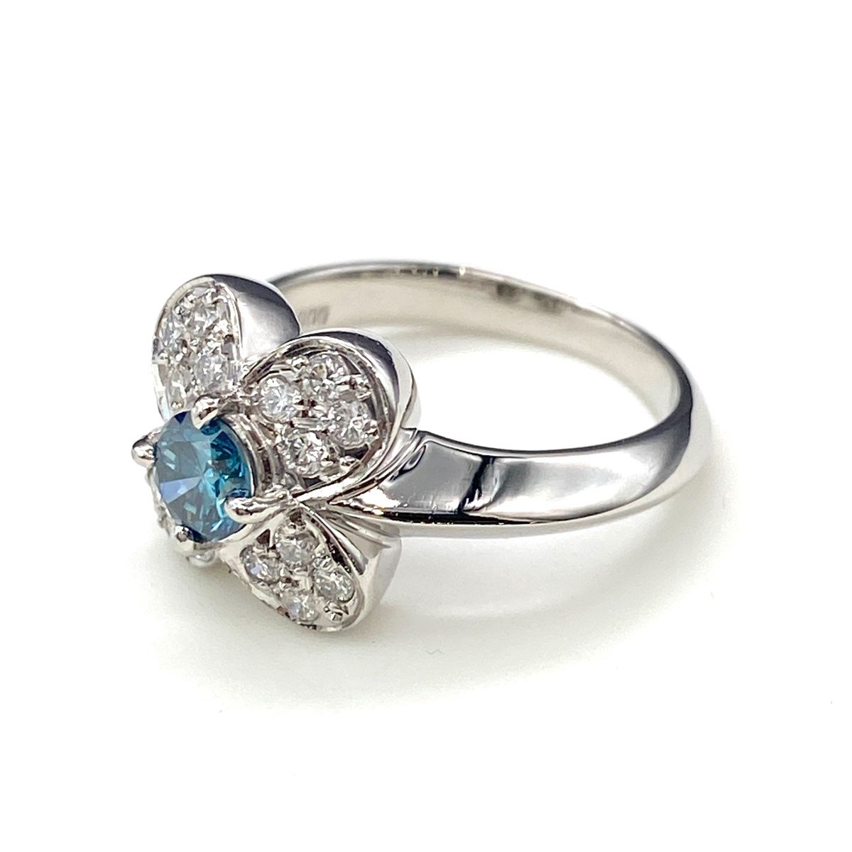 フラワーモチーフ デザインリング プラチナ 指輪 トリートメントダイヤ 花 メレダイヤ リング 9号 Pt 900 ダイヤモンド レディース