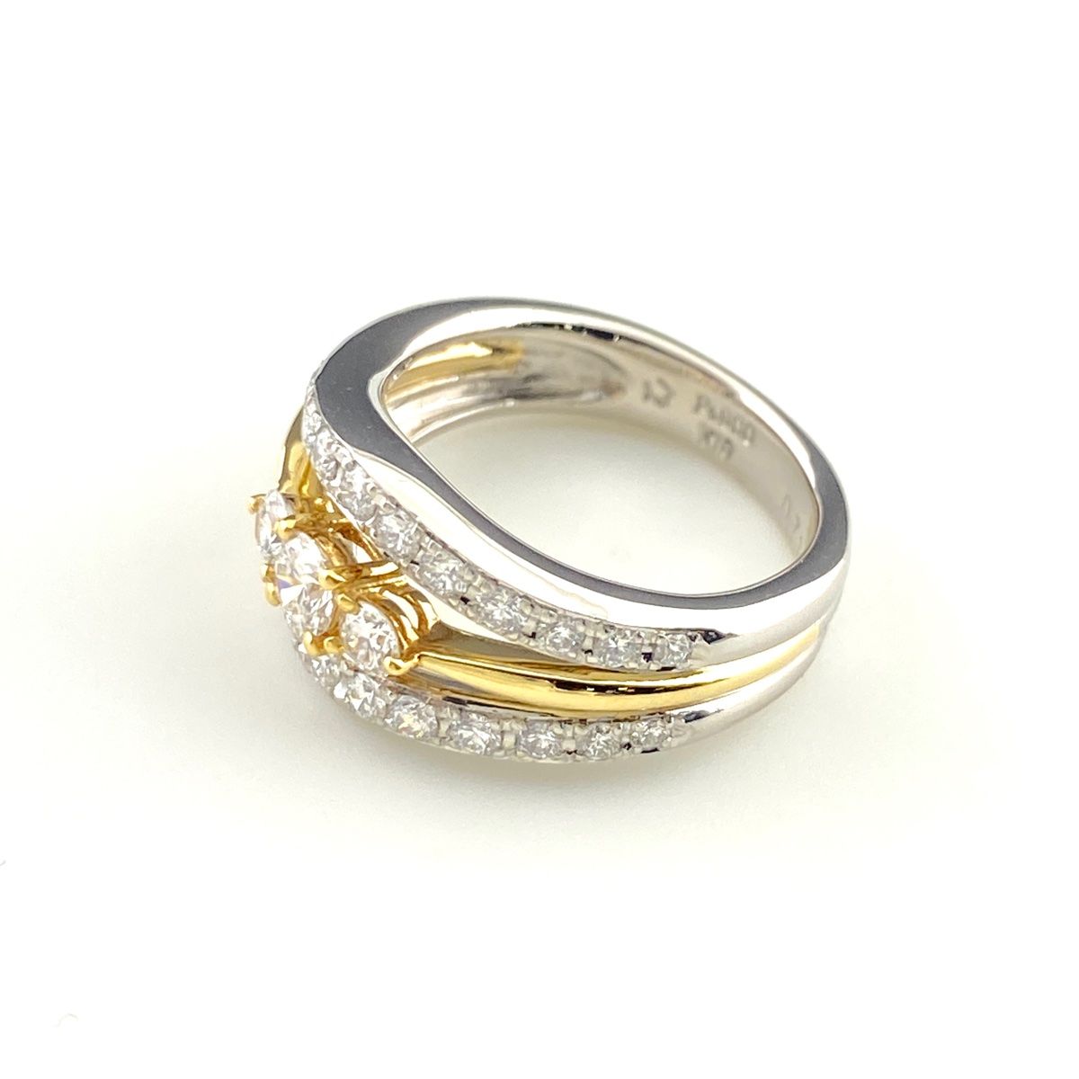 星の砂 HOSHI no SUNA メレダイヤ デザインリング プラチナ YG イエローゴールド 指輪 リング 7号 Pt 900 K 18 ダイヤモンド レディース
