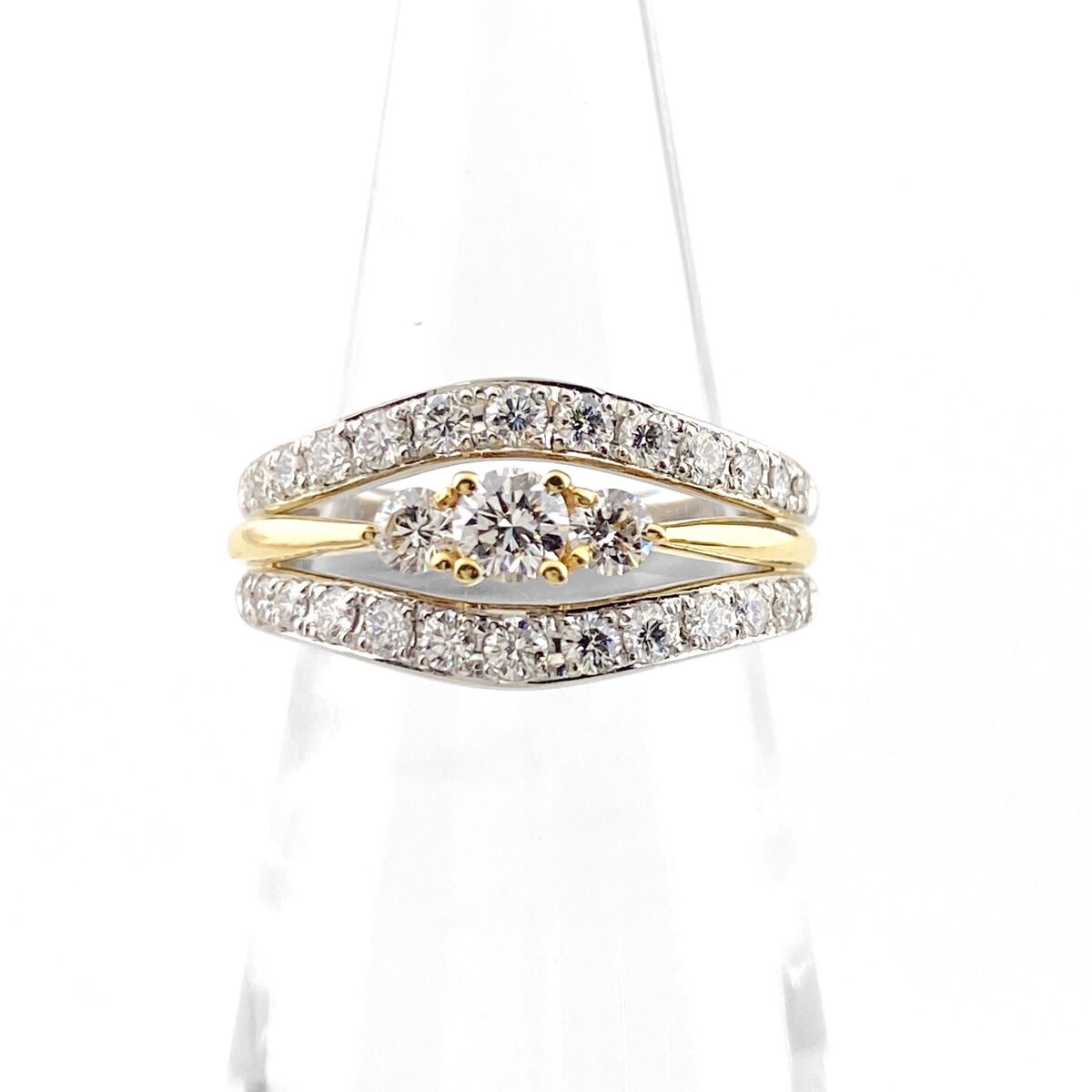 星の砂 HOSHI no SUNA メレダイヤ デザインリング プラチナ YG イエローゴールド 指輪 リング 7号 Pt900 K18 ダイヤモンド レディース