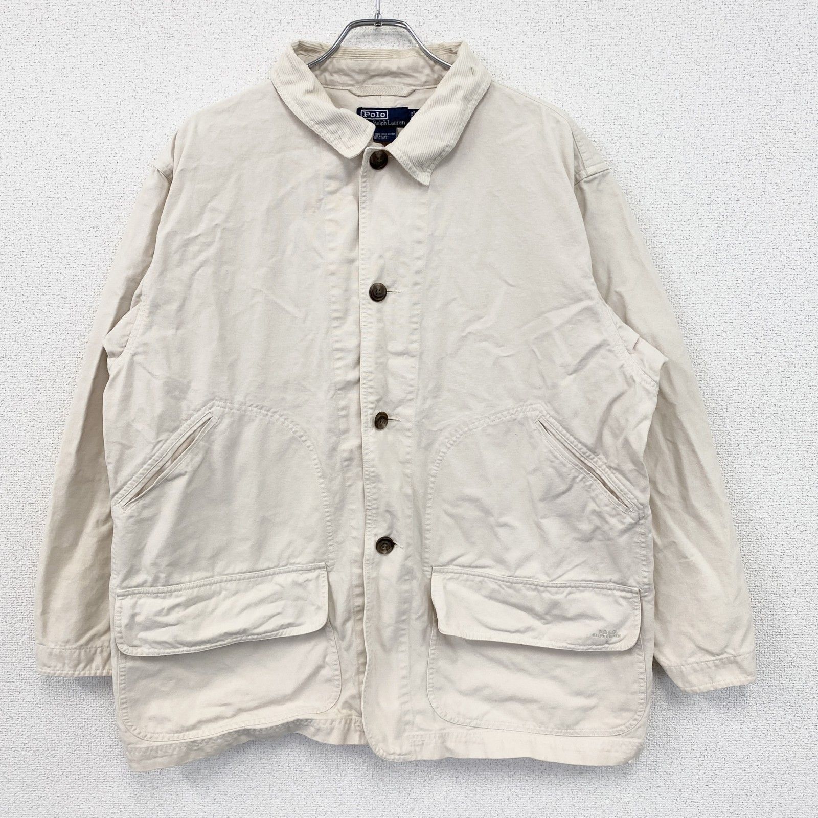 3点以上まとめ買いで20 OFF 古着 90s POLO by Ralph Lauren ラルフローレン ハンティングジャケット クリーム色 Lサイズ