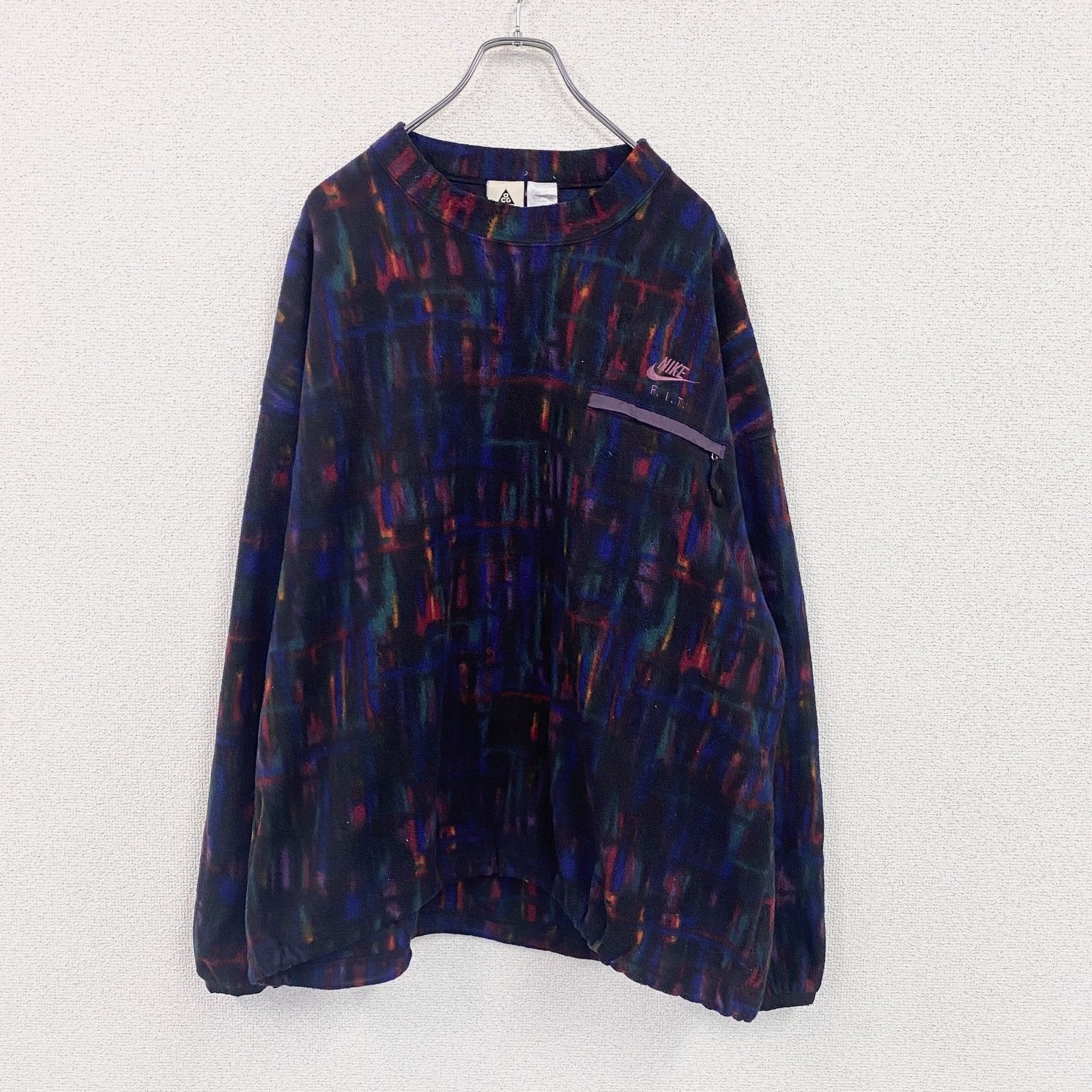 3点以上まとめ買いで20 OFF 古着 90s NIKE ACG ナイキエーシージー フリースプルオーバー 三角タグ ヴィンテージ 総柄 マルチ XLサイズ