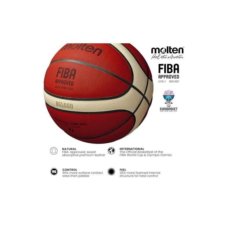 モルテン molten バスケットボール 天然皮革 貼り 7号球 一般男子 大学生 高校生 中学生 国際公認 検定球 BG 5000 B 7 G ブラウン 1