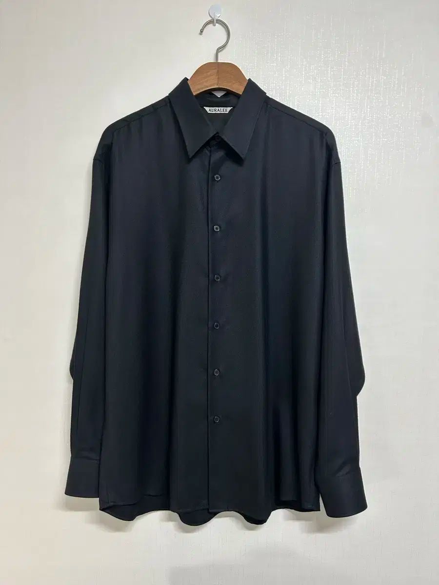 AURALEE SUPER LIGHT WOOL SHIRT BLACK 4