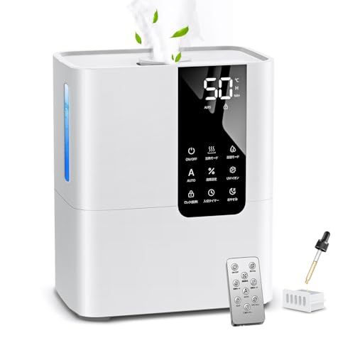 加湿器 大容量 8L 2025新登場 AIスマート恒湿-多重除菌 超音波式 卓上 ハイブリッド式加湿器 加熱式 100℃高温除菌 マイナスイオン UV除菌 上から給水 75時間連続作動 最大加湿量550ml h 360度吹出口 5 789bfc3f
