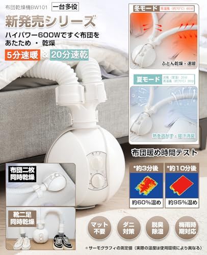 布団乾燥機 2025強化版 ダニ退治 ふとん乾燥機 布団2組 靴2組対応 速乾速暖 温風機能 マット不要 衣類乾燥 靴乾燥 タイマー付き 除湿 消臭 あたため 梅雨 寒さ 湿気対策 静音設計 軽量 持ち運び 収納便利 PSE認証済み cea7e34b