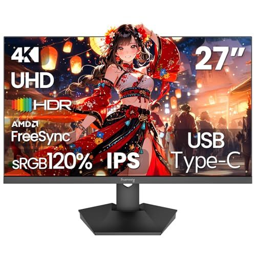 27インチ 4K モニター Suevery UHD 3840×2160 PCモニター 60Hz IPSパネル ディスプレイ USB Type-c - HDMI2.0 - DP1.2 FreeSyncサポート ブルーライト軽減 傾斜調整 120 sRGB広p