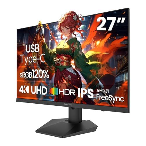 27インチ 4 K モニター Suevery UHD PCモニター 60 Hz IPSパネル ディスプレイ USB Type-c - HDMI 2.0 DP 1.2 FreeSyncサポート ブルーライト軽減 傾斜調整 120 sRGB広p