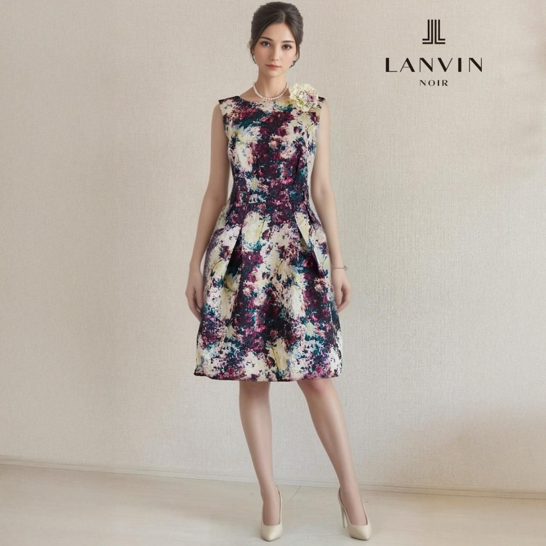 夢は叶う 当日発送 ランバン オン ブルー M 花柄 ポケット付き おいしい