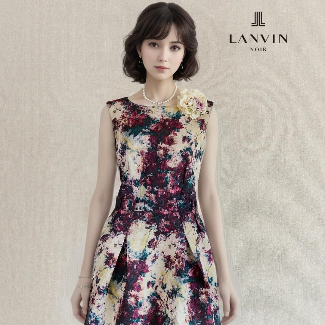 当日発送 ランバン オン ブルー M 花柄 ポケット付き