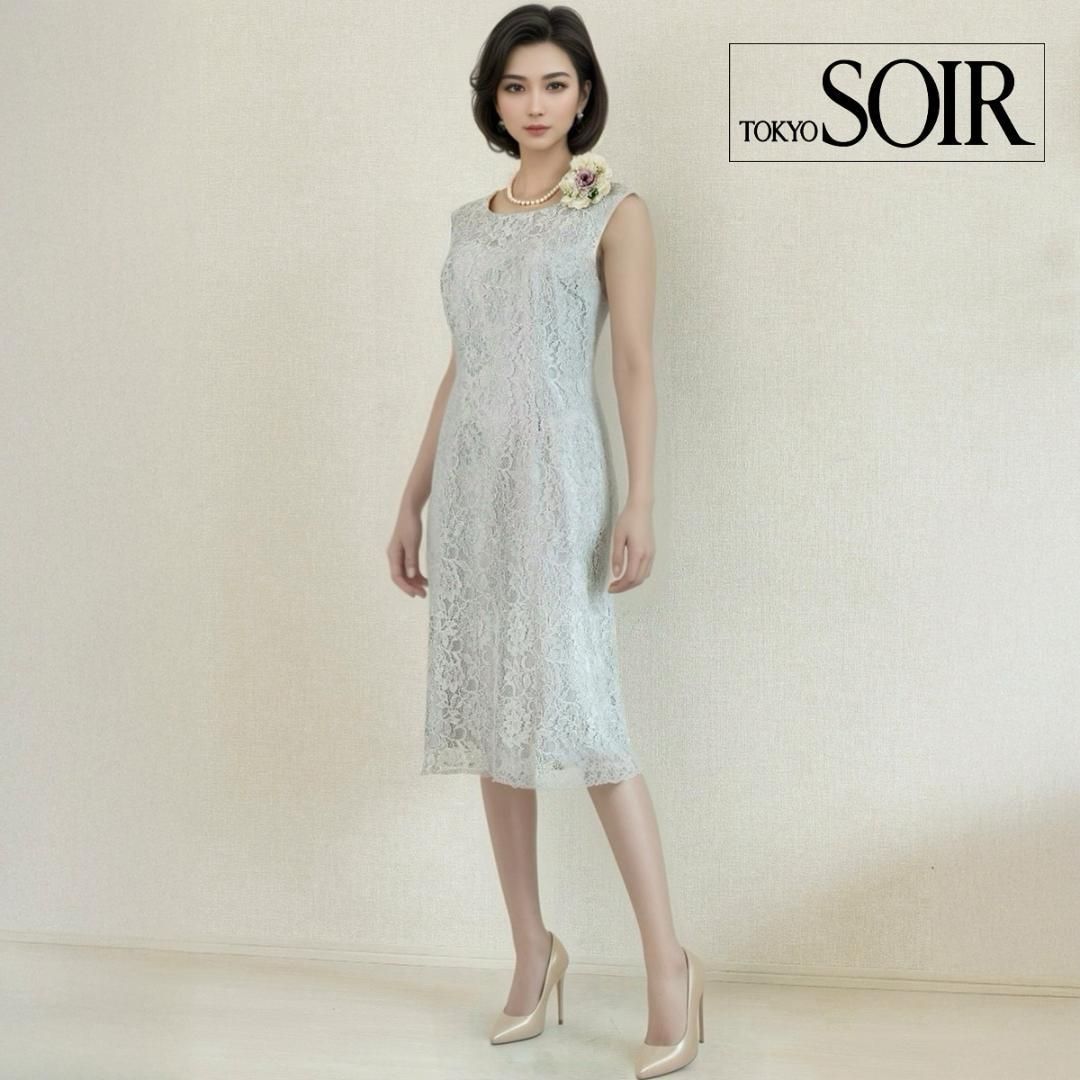 当日発送 東京ソワール 11号 グレー セレモニー ドレス