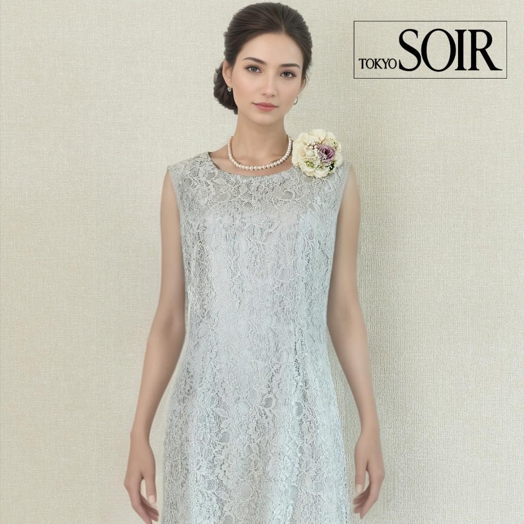 当日発送 東京ソワール 11号 グレー セレモニー ドレス