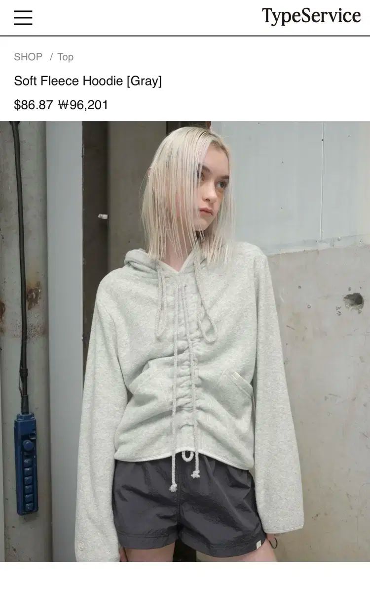 タイプサービス フリース フーディー グレー