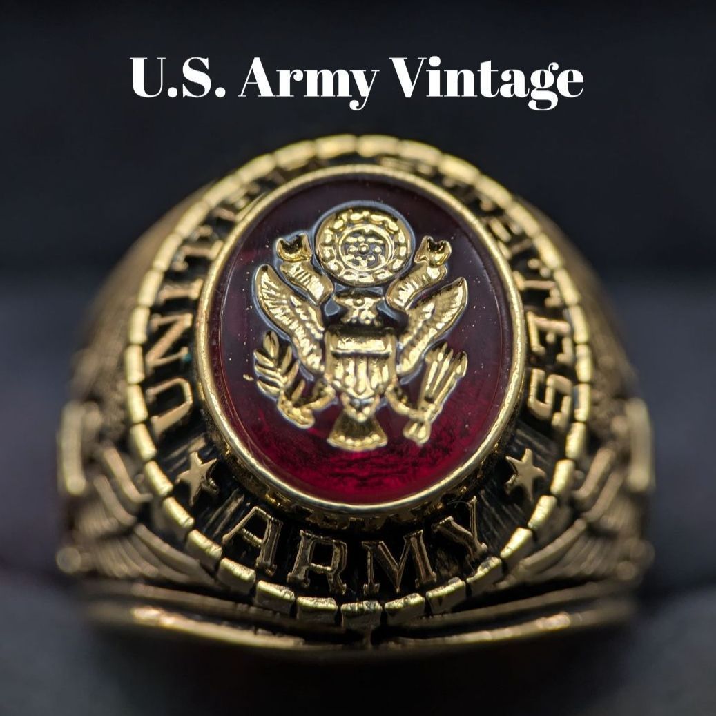 米陸軍 US ARMY スターリングシルバー 925 GF ゴールドフィルド 米国 白頭鷲 19号 イーグル ミリタリーリング