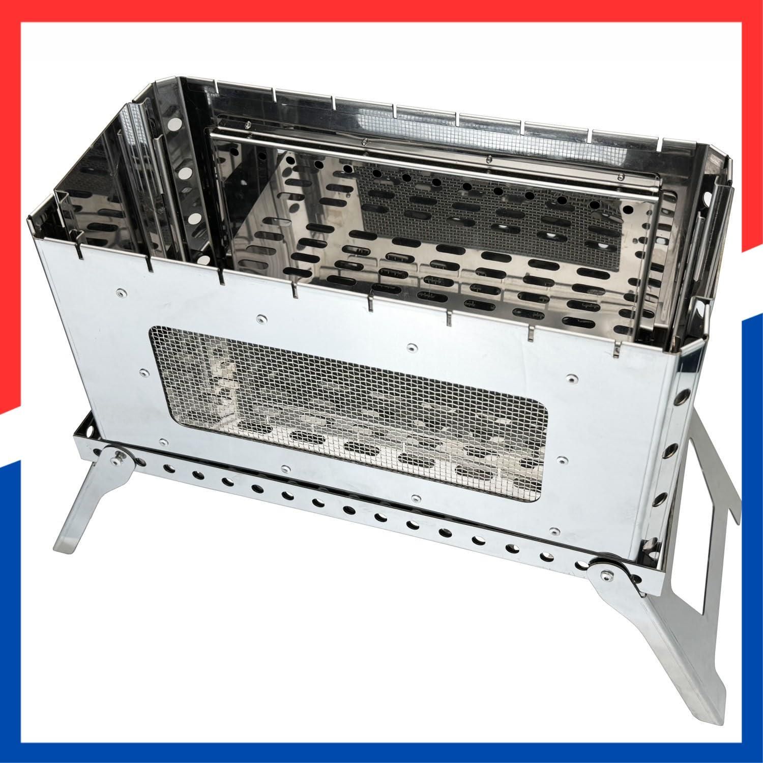 商品 収納バッグ付き 収納サイズ41x23x8 携帯便利 コンパクト ステンレス 4枚 4.5kg 五徳 二次燃焼 焚き火台 Solotour