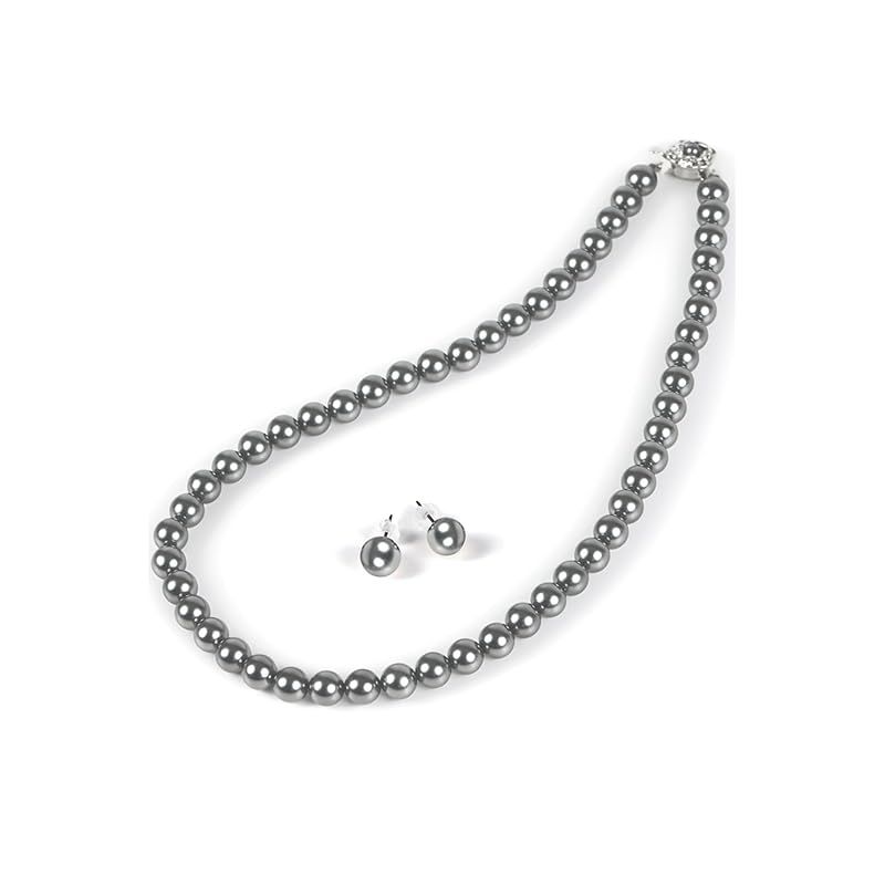 PLUSTER 貝パール ネックレス 冠婚葬祭用 ピアス セット 本真珠 本物 8mm グレー あこや真珠 宇和島 真珠 パール 結婚式 卒業式 入学式 ギフト ボックス セット レディース メンズ 誕生日 ギフト プレゼント ジュエリー