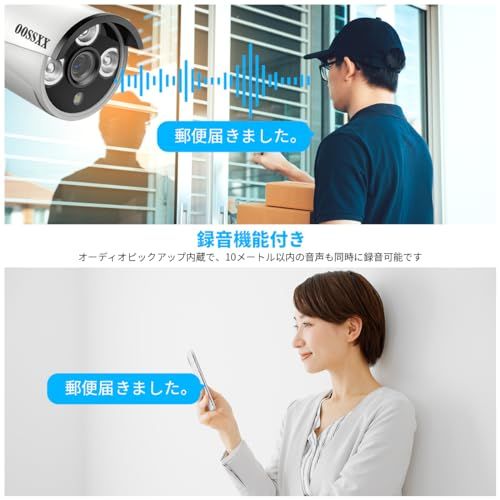 最強翌日配送 4K800万画素録画機 AI人体検知 音声録画 OOSSXX 防犯カメラ 有線 4台500万画素 poe 防犯カメラセットランキング 監視カメラ 録画機セット 屋内 屋外 防犯カメラセットpoe給電 スマホ対応 セキ 0aa209f9