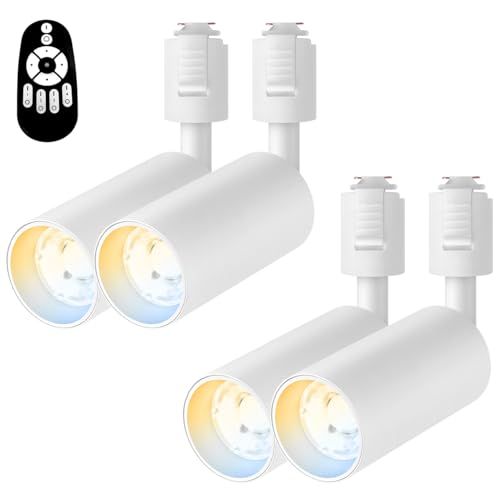 ダクトレール用スポットライト 4個セット ブラック 6W 60W相当 E11口金 LED内蔵 調光調色 リモコン付 2.4GHz対応 北欧風デザイン 角度調整350度 取付簡単 天井 壁面取付 電球色 昼白色切替 省エネ 屋内照明 66564b8c