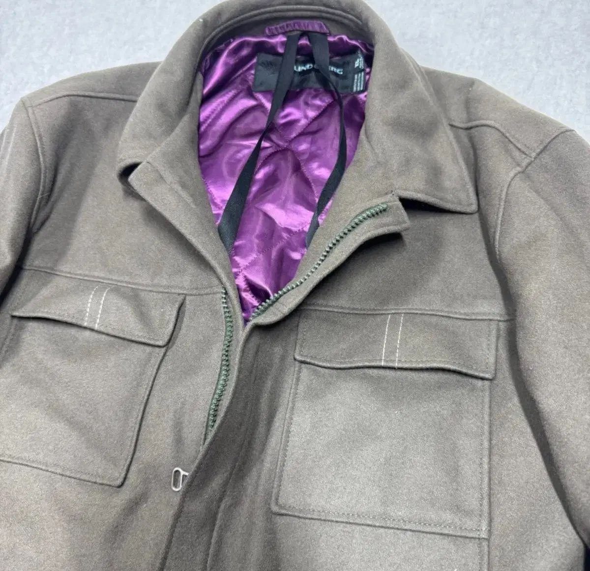 J.リンドバーグ ウール ジャケット カーキ パープル 裏地 XL