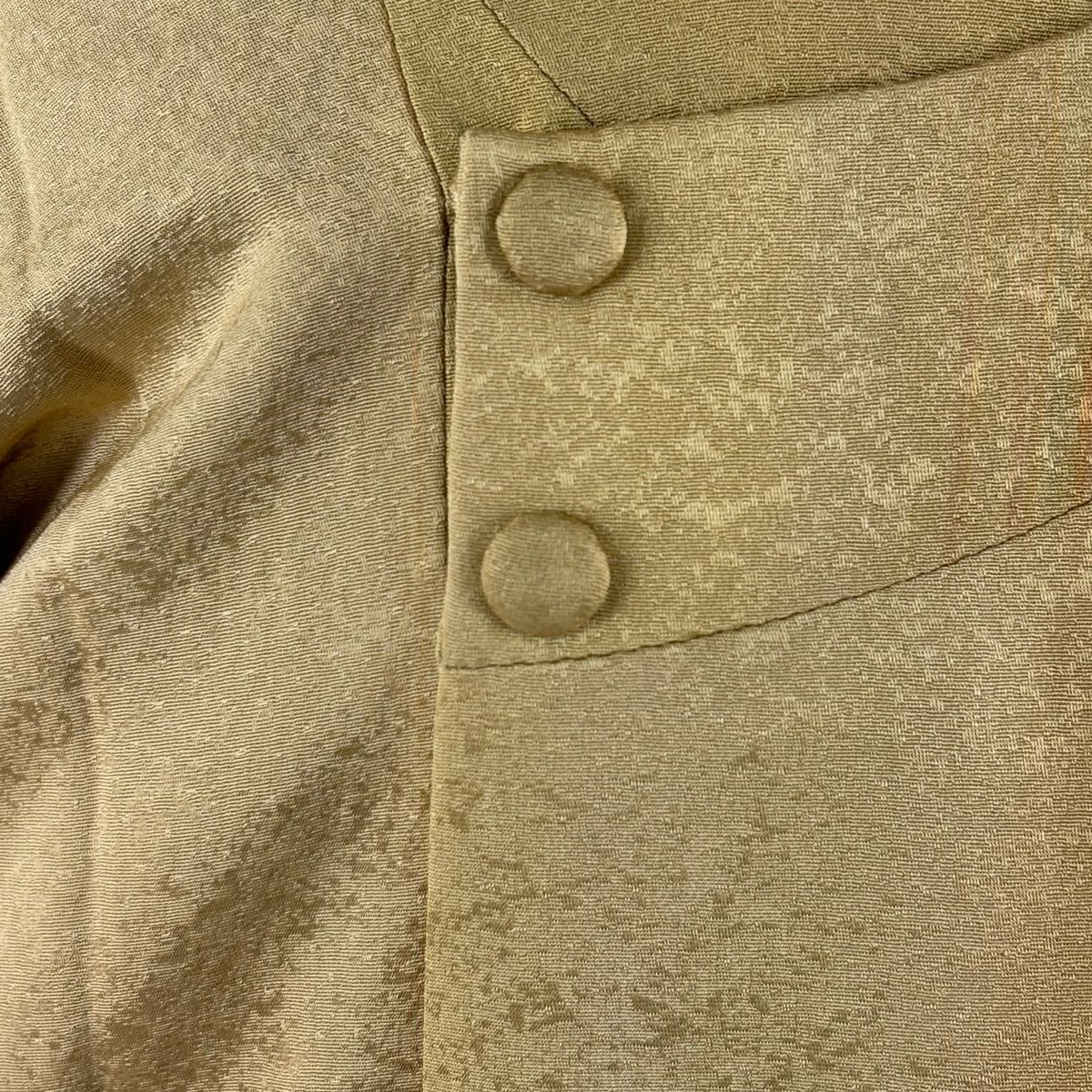  道行 身丈114 cm 裄丈66 M 和装コート 都衿 縞 幾何学模様 薄黄土色 正絹 秀品 羽織 着物 浴衣