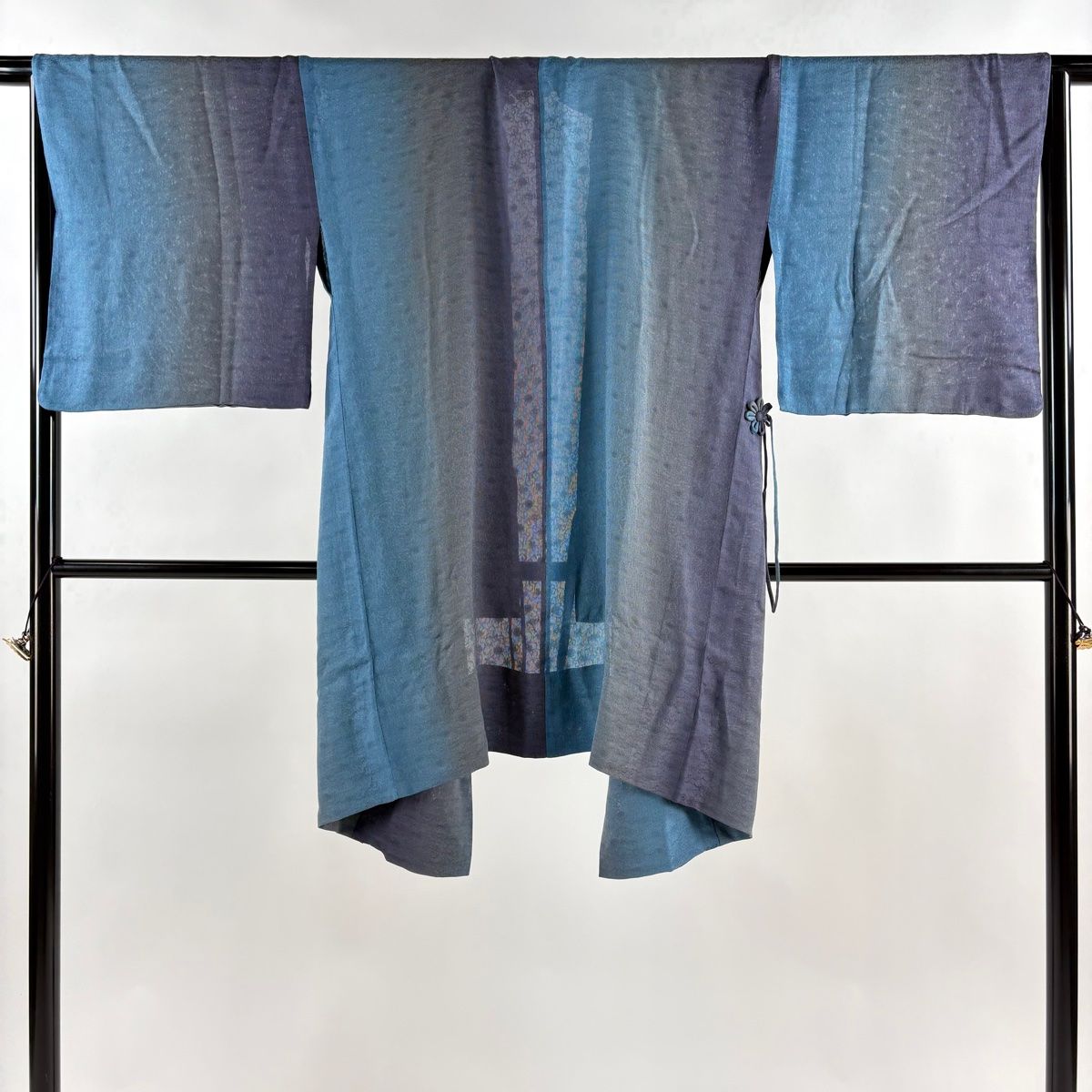 道中着 身丈93 5 cm 裄丈67 M 和装コート 着物衿 青灰色 正絹 秀品