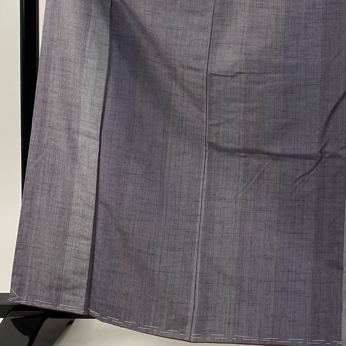 紬 身丈166 cm 裄丈66 5 M 袷 縦縞 灰紫 正絹 秀品