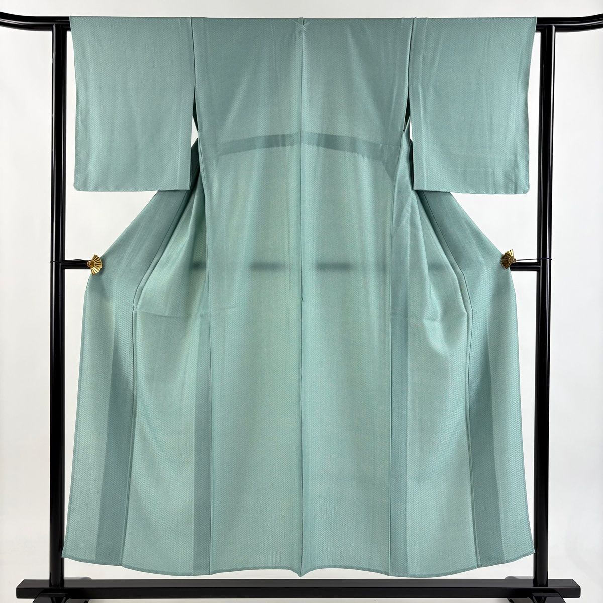 江戸小紋 身丈152.5 cm 裄丈62 S 単衣 落款 鮫 地紋 薄緑 正絹 秀品 一つ紋