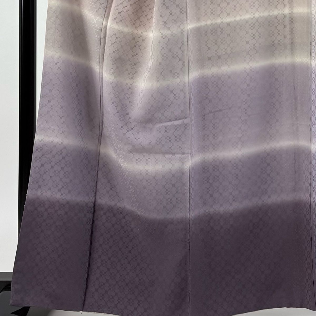 訪問着 身丈164 cm 裄丈68 5 L 袷 段縞 幾何学模様 ぼかし 紫 正絹 秀品