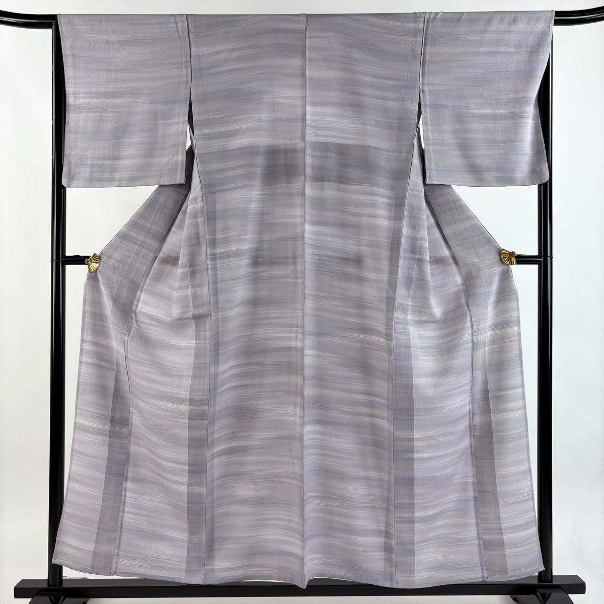 小紋 身丈156 cm 裄丈65 M 薄物 縞 ぼかし 薄紫 正絹 秀品