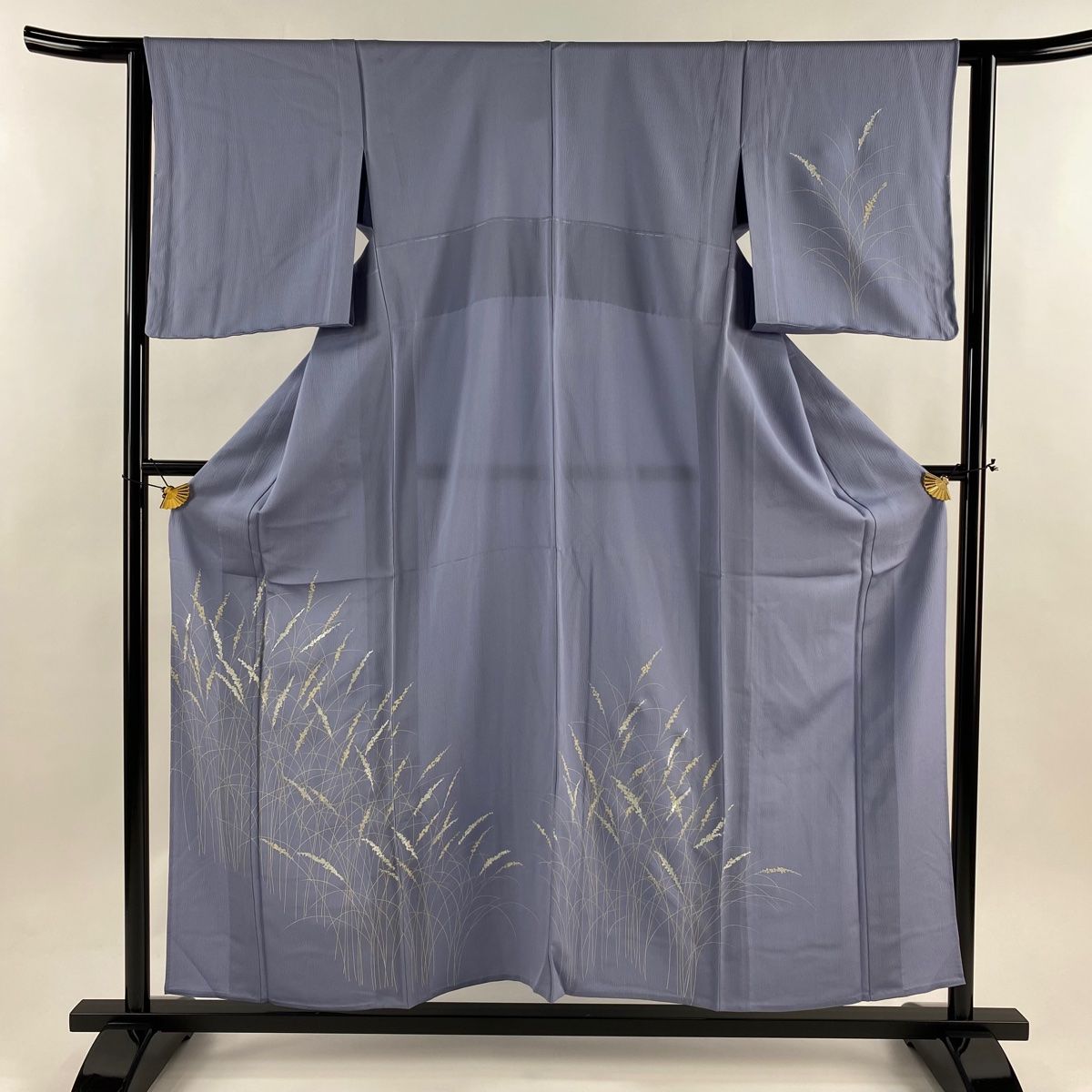 付下げ 身丈155 cm 裄丈62 S 単衣 葉 銀彩 青灰色 正絹 秀品