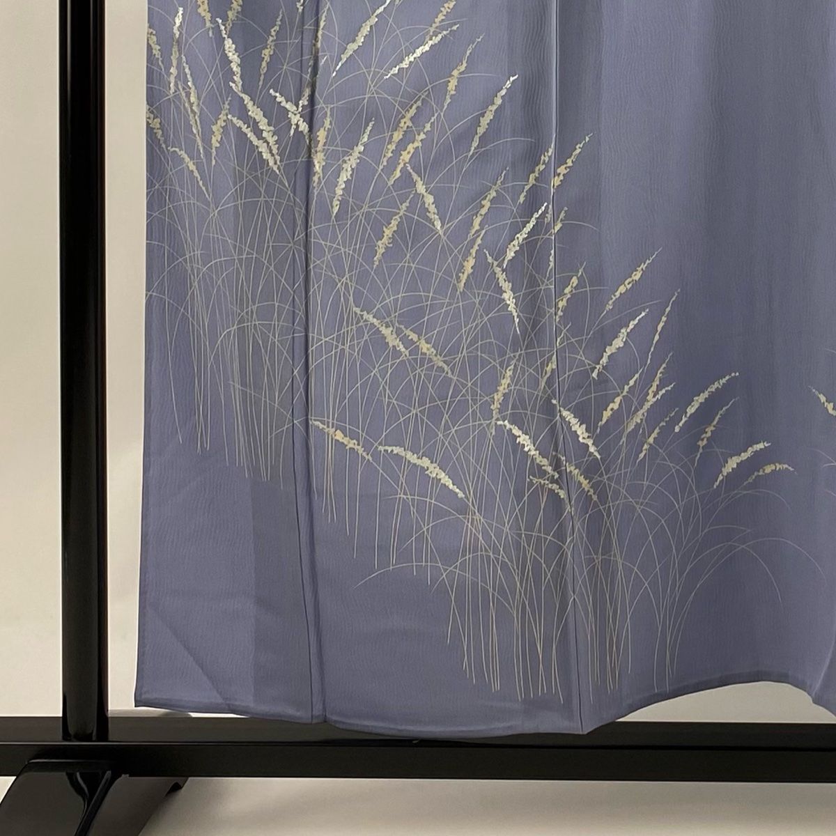 付下げ 身丈155 cm 裄丈62 S 単衣 葉 銀彩 青灰色 正絹 秀品