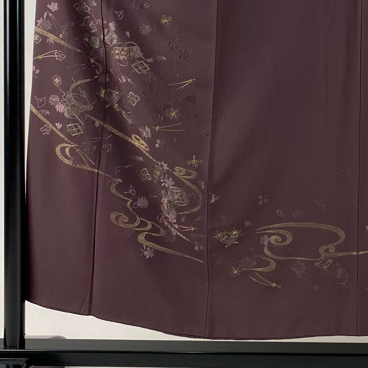 付下げ 身丈153 cm 裄丈63 S 袷 コシノアヤコ 宝尽くし 流水 刺繍 金糸 小豆色 正絹